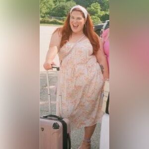 Addition Elle Tangerine Floral Maxi/Slip Dress-NWT-Size 14-Spaghetti Straps